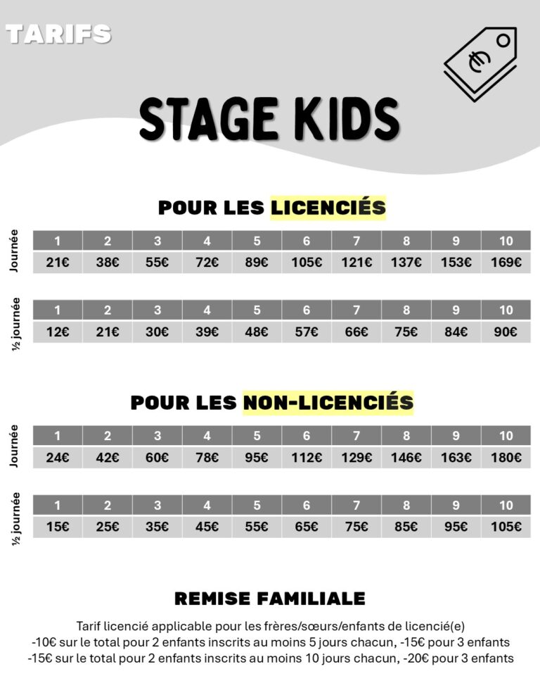 tarifs kids